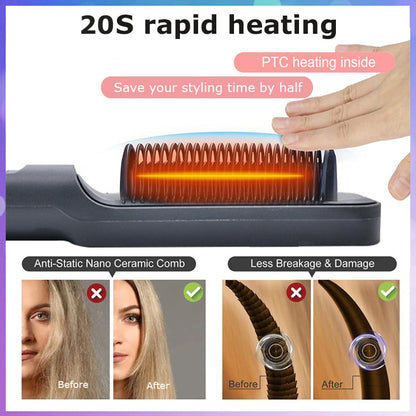 Electric Heat Comb Straightener Curler